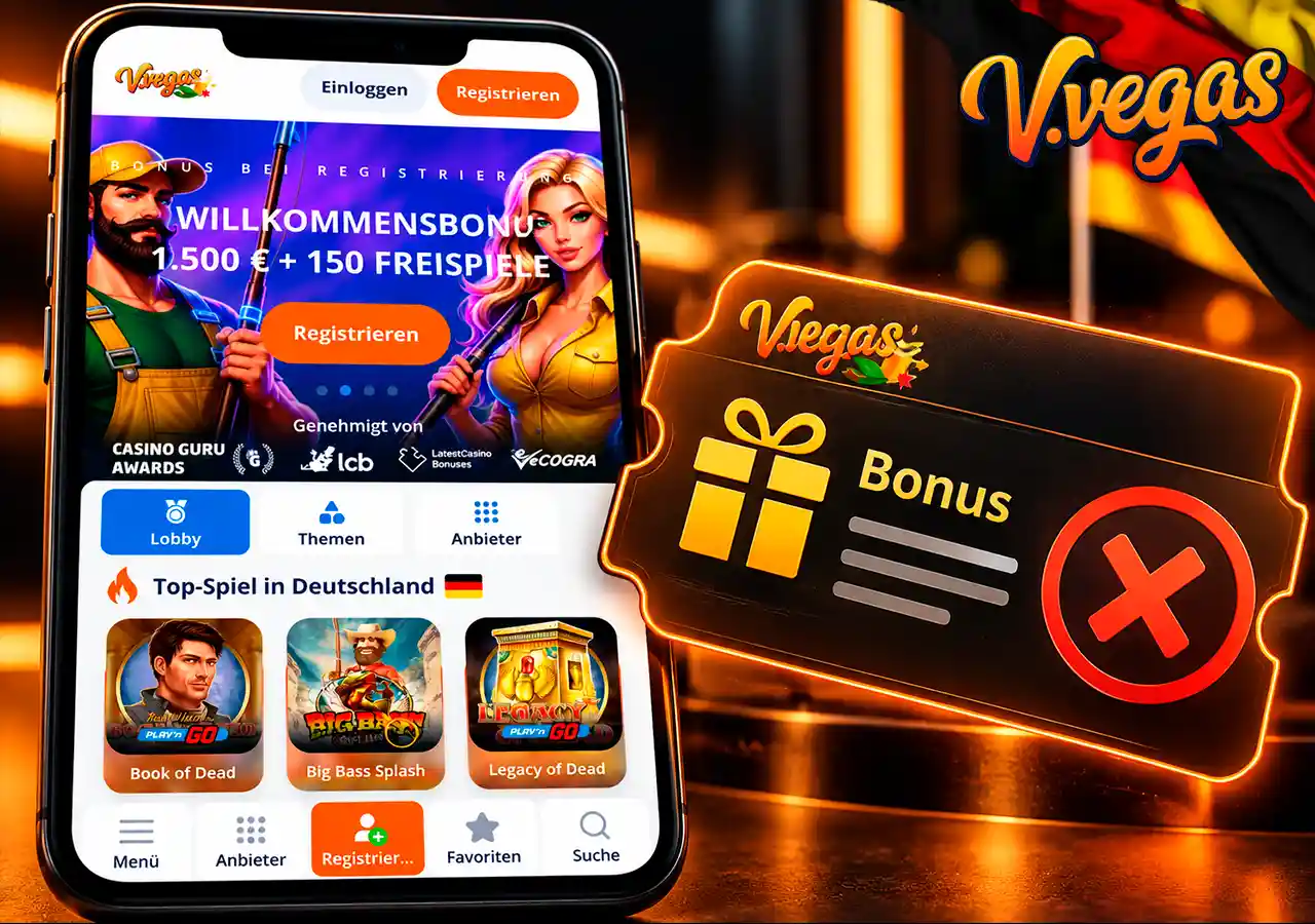 Casino-Bonusseite mit klarem Symbol für einen stornierten oder entfernten Bonus.